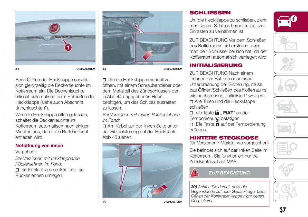 Fiat Tipo sedan Handbuch / page 39