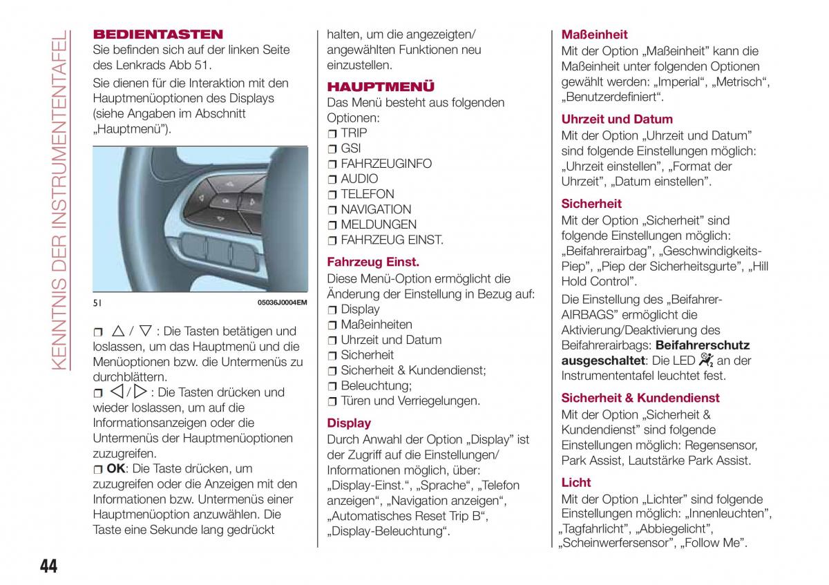 Fiat Tipo sedan Handbuch / page 46