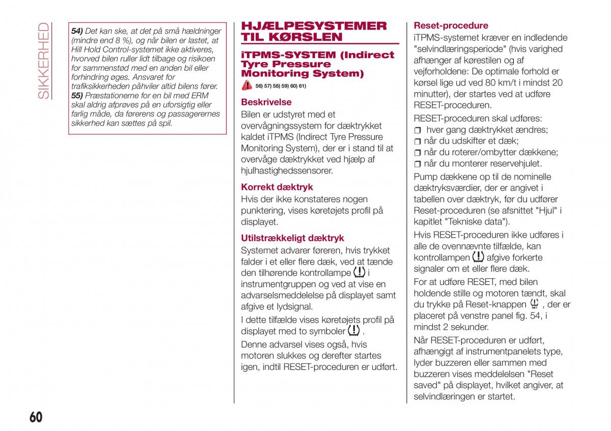 Fiat Tipo sedan Bilens instruktionsbog / page 62