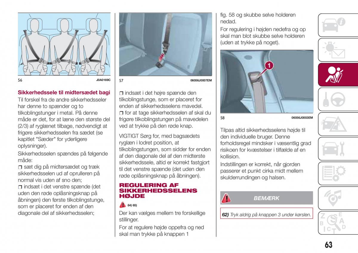 Fiat Tipo sedan Bilens instruktionsbog / page 65