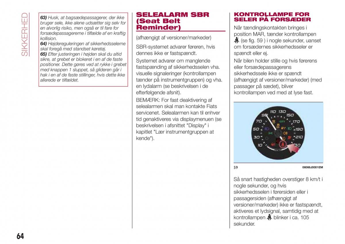 Fiat Tipo sedan Bilens instruktionsbog / page 66