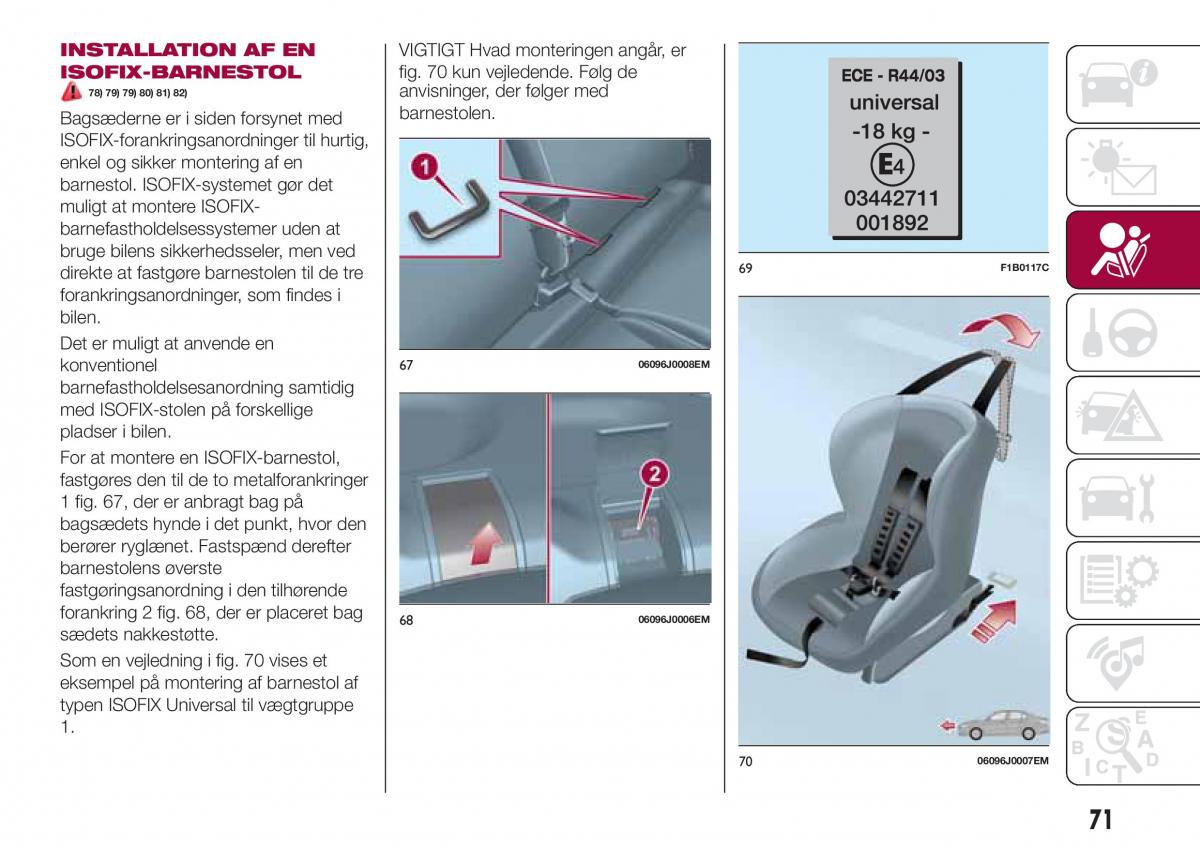 Fiat Tipo sedan Bilens instruktionsbog / page 73