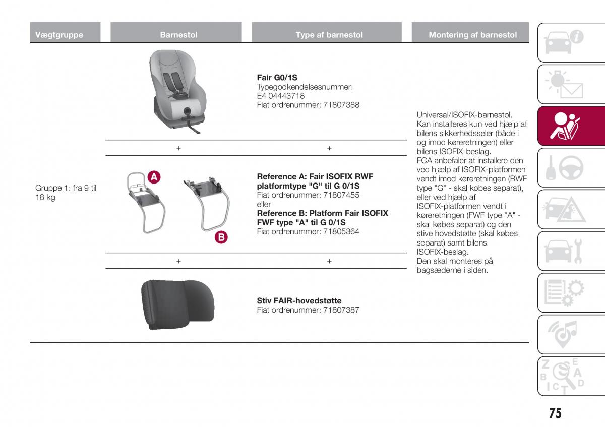 Fiat Tipo sedan Bilens instruktionsbog / page 77