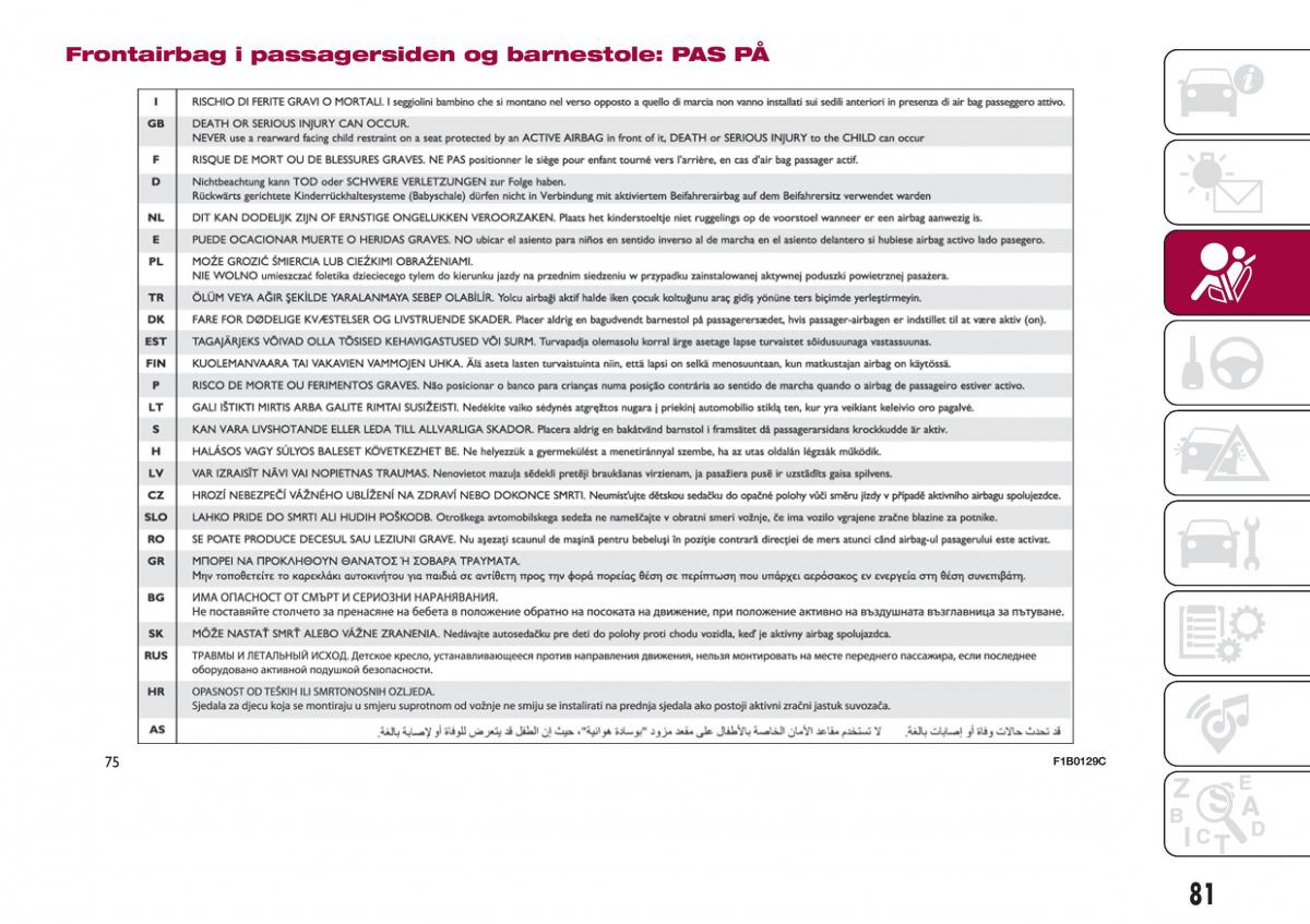 Fiat Tipo sedan Bilens instruktionsbog / page 83