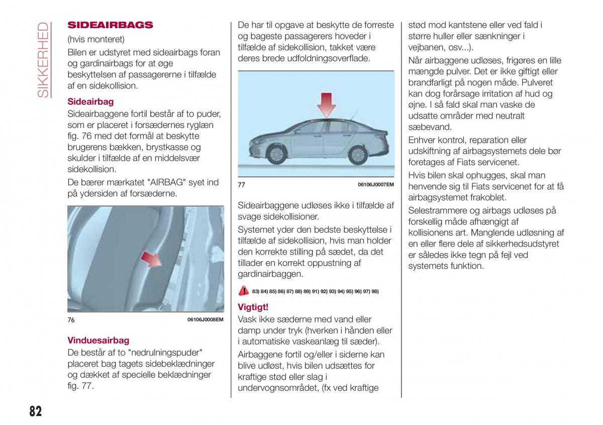 Fiat Tipo sedan Bilens instruktionsbog / page 84