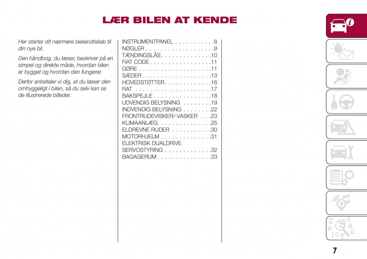 Fiat Tipo sedan Bilens instruktionsbog / page 9