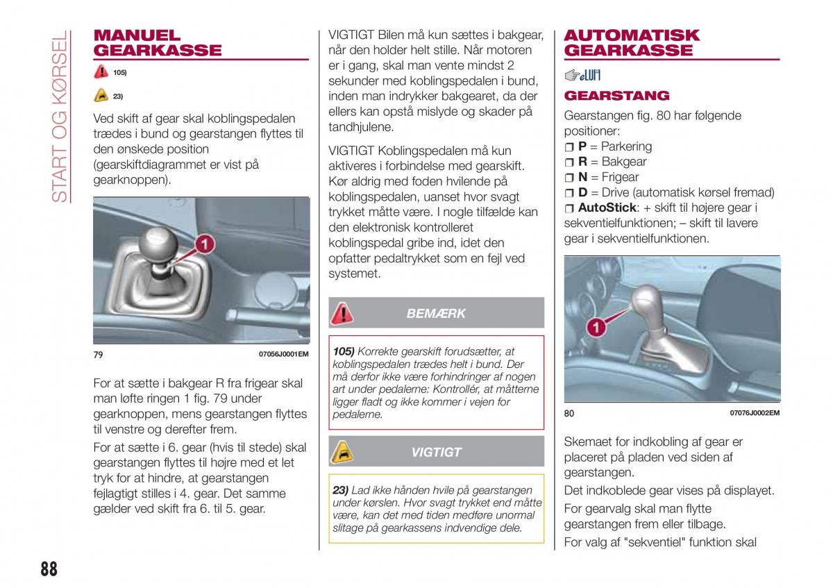 Fiat Tipo sedan Bilens instruktionsbog / page 90