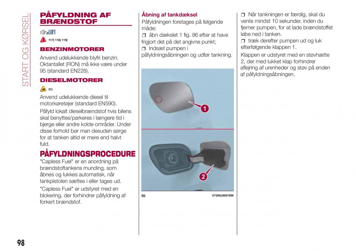 Fiat Tipo sedan Bilens instruktionsbog / page 100