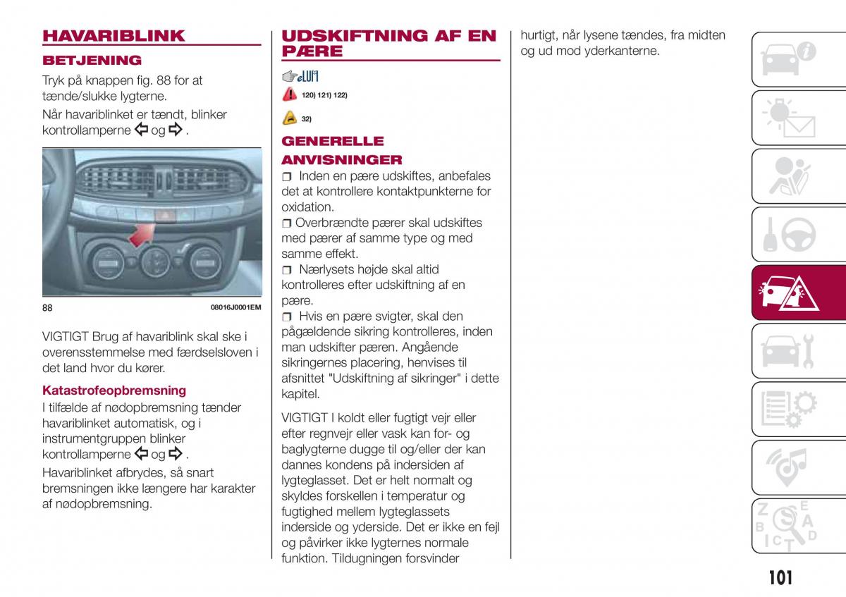 Fiat Tipo sedan Bilens instruktionsbog / page 103