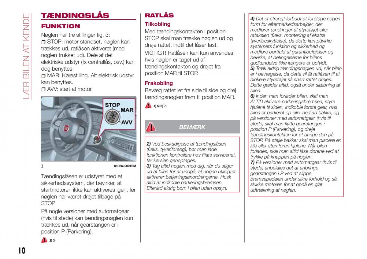 Fiat Tipo sedan Bilens instruktionsbog / page 12