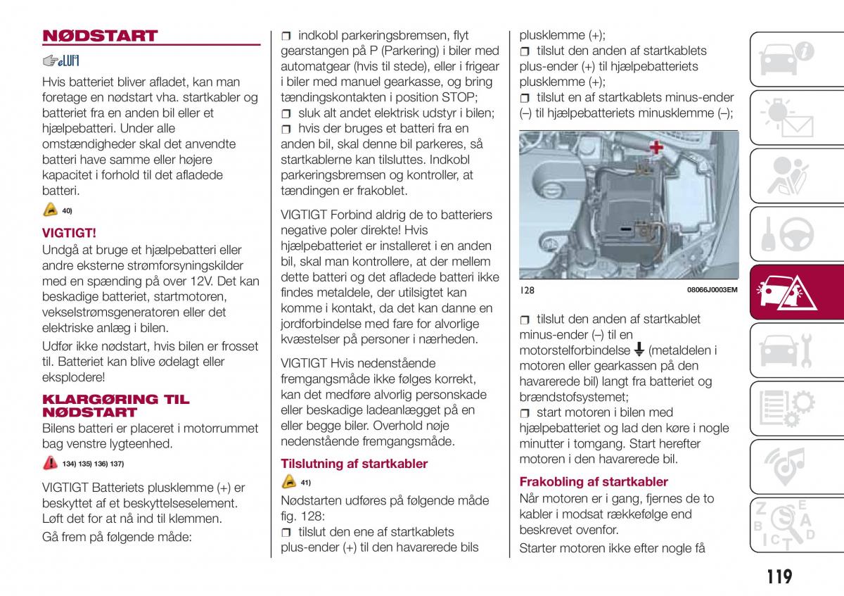 Fiat Tipo sedan Bilens instruktionsbog / page 121