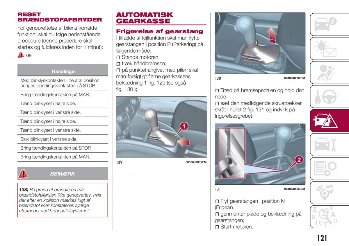 Fiat Tipo sedan Bilens instruktionsbog / page 123