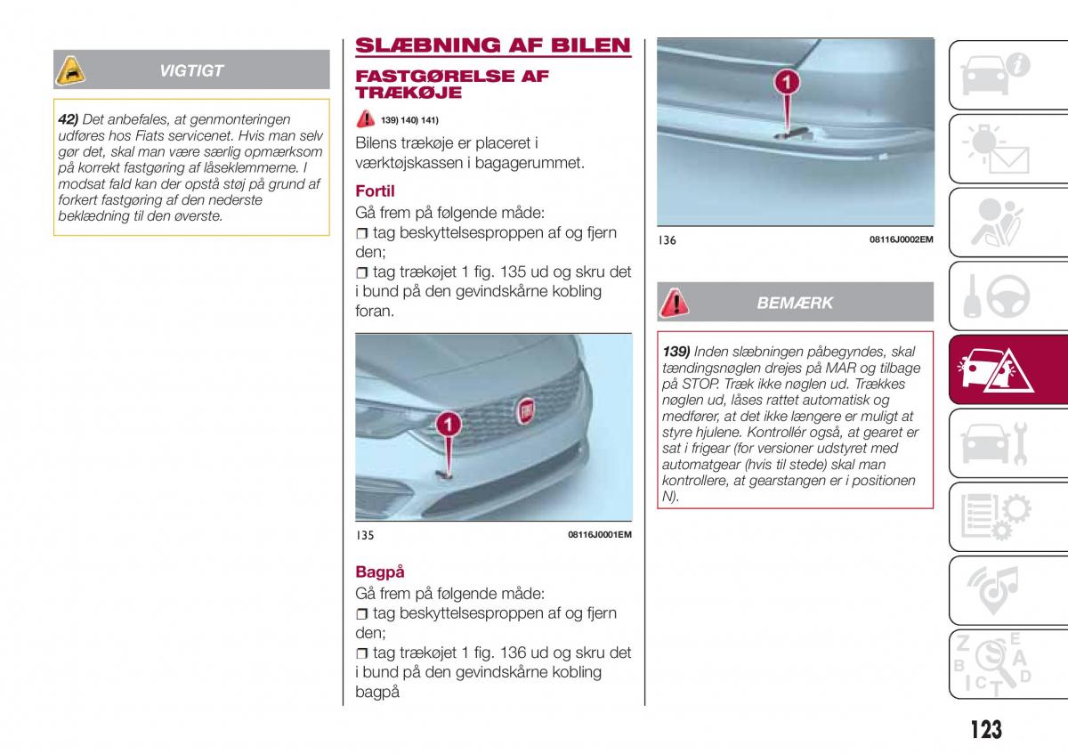 Fiat Tipo sedan Bilens instruktionsbog / page 125