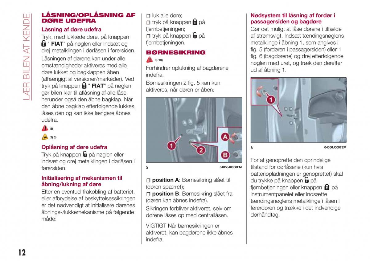 Fiat Tipo sedan Bilens instruktionsbog / page 14