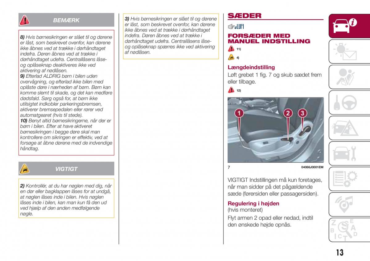 Fiat Tipo sedan Bilens instruktionsbog / page 15