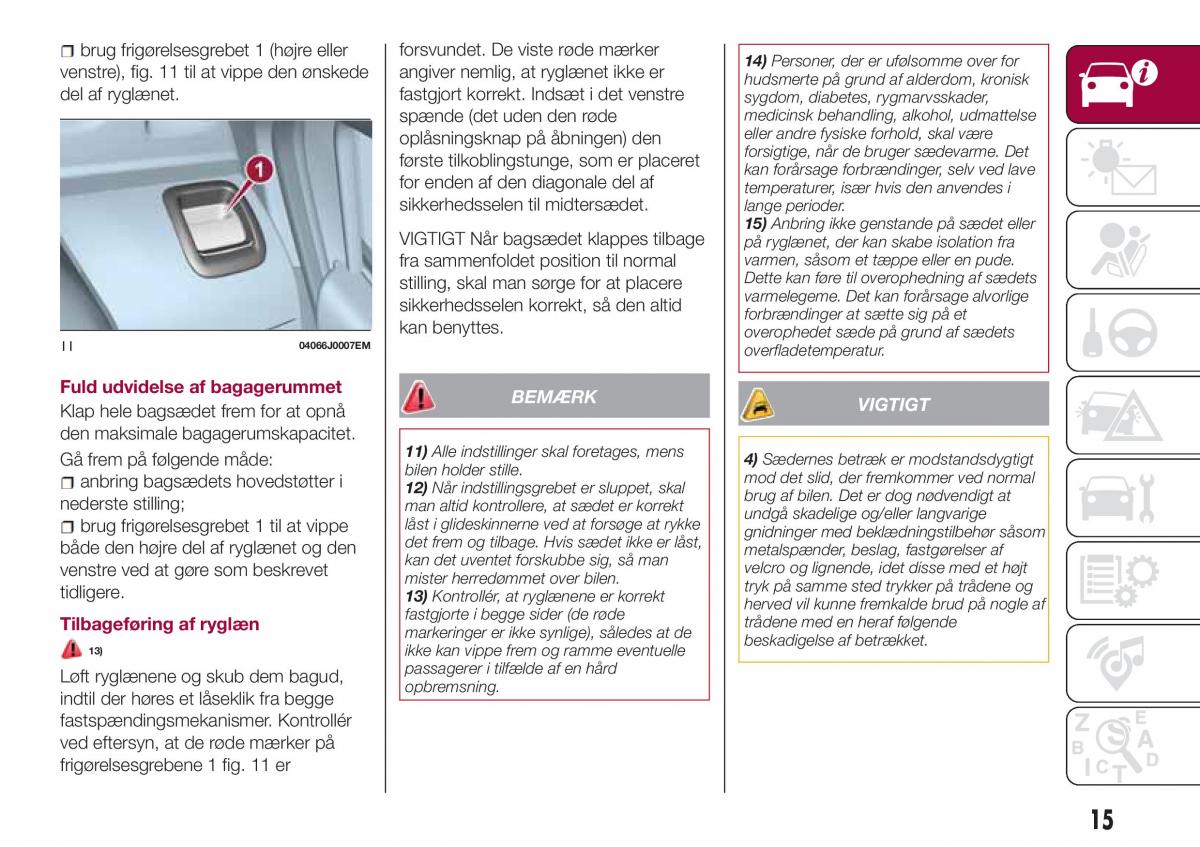 Fiat Tipo sedan Bilens instruktionsbog / page 17