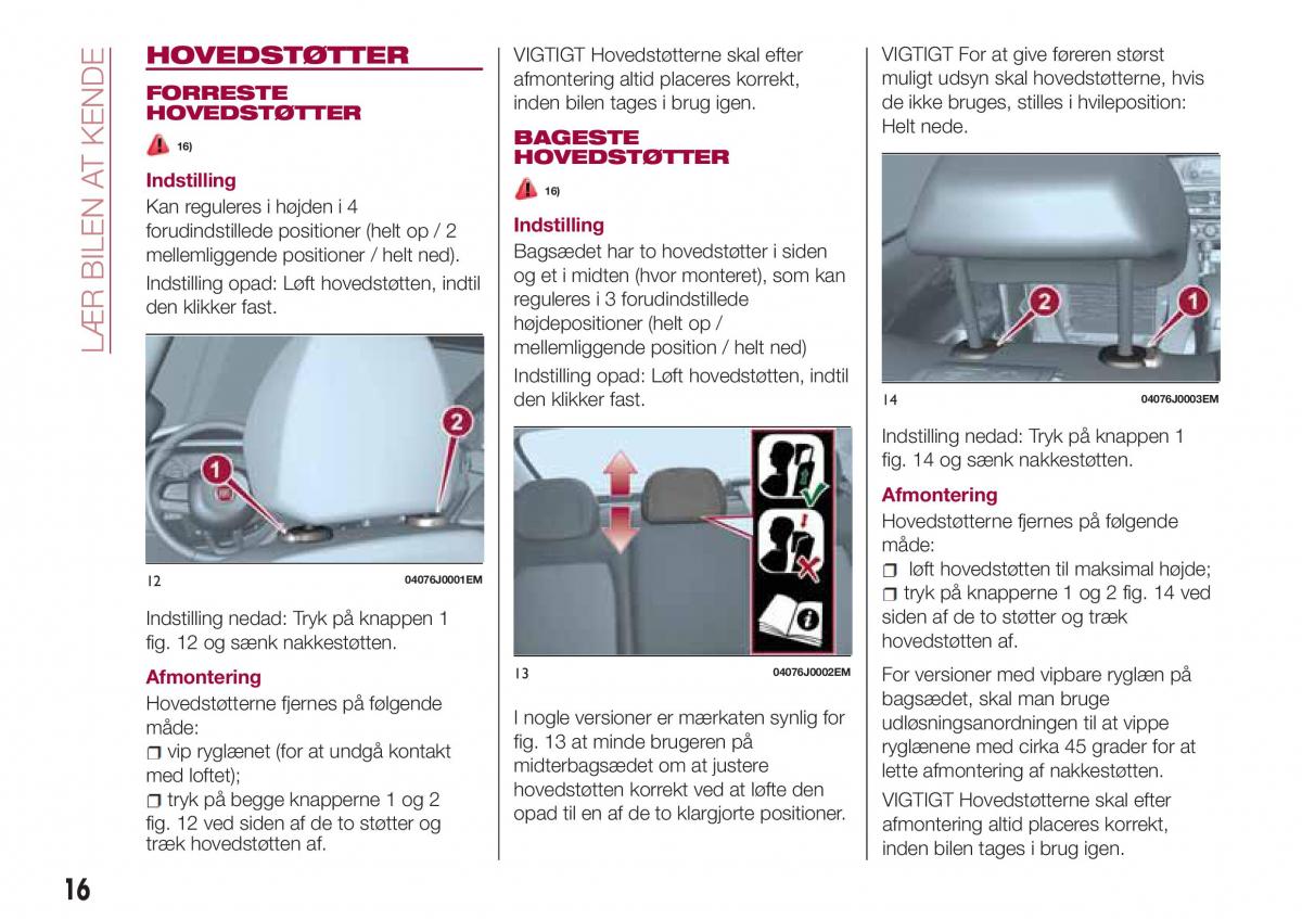 Fiat Tipo sedan Bilens instruktionsbog / page 18