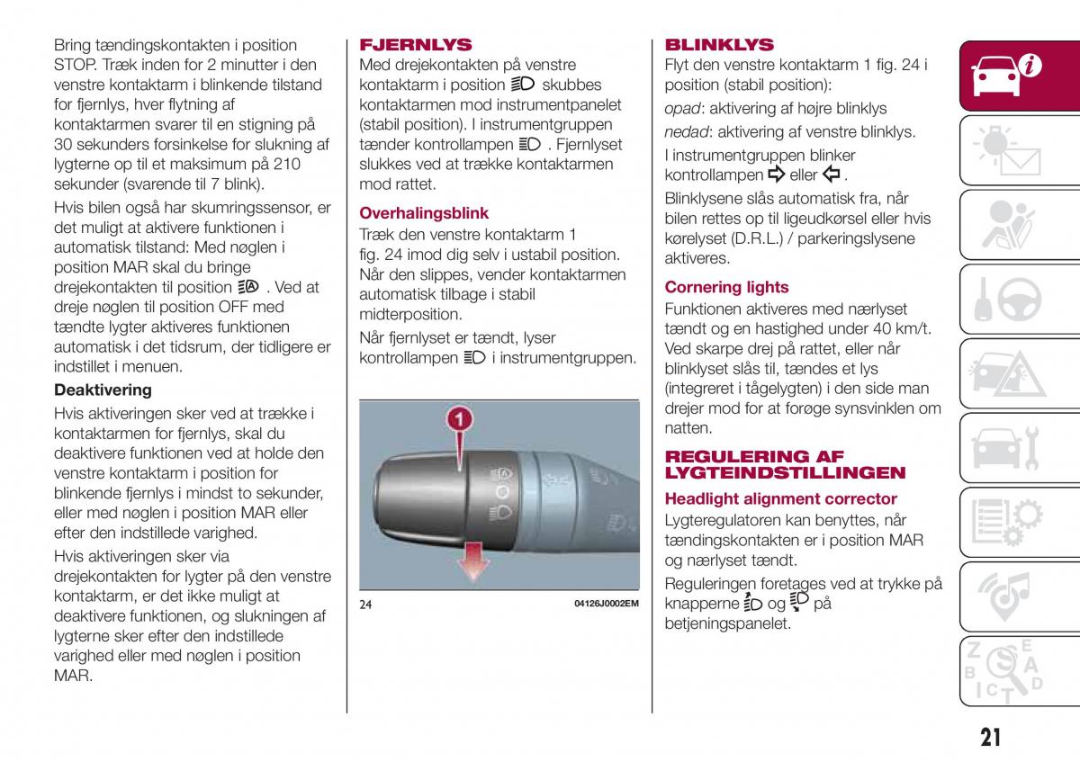 Fiat Tipo sedan Bilens instruktionsbog / page 23