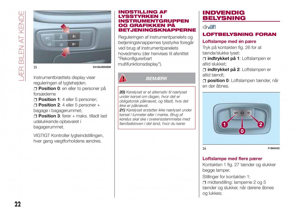 Fiat Tipo sedan Bilens instruktionsbog / page 24