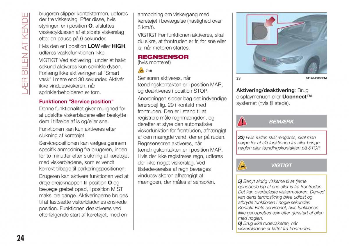 Fiat Tipo sedan Bilens instruktionsbog / page 26