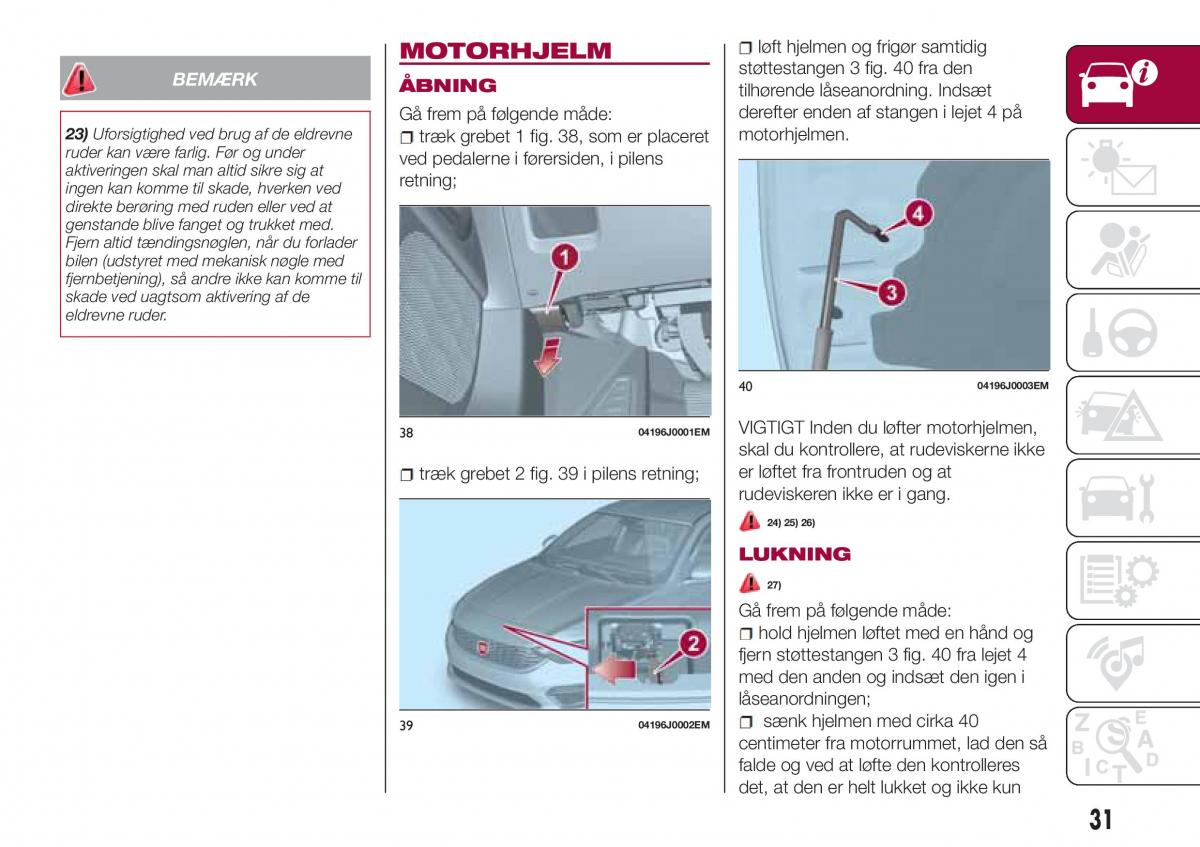 Fiat Tipo sedan Bilens instruktionsbog / page 33