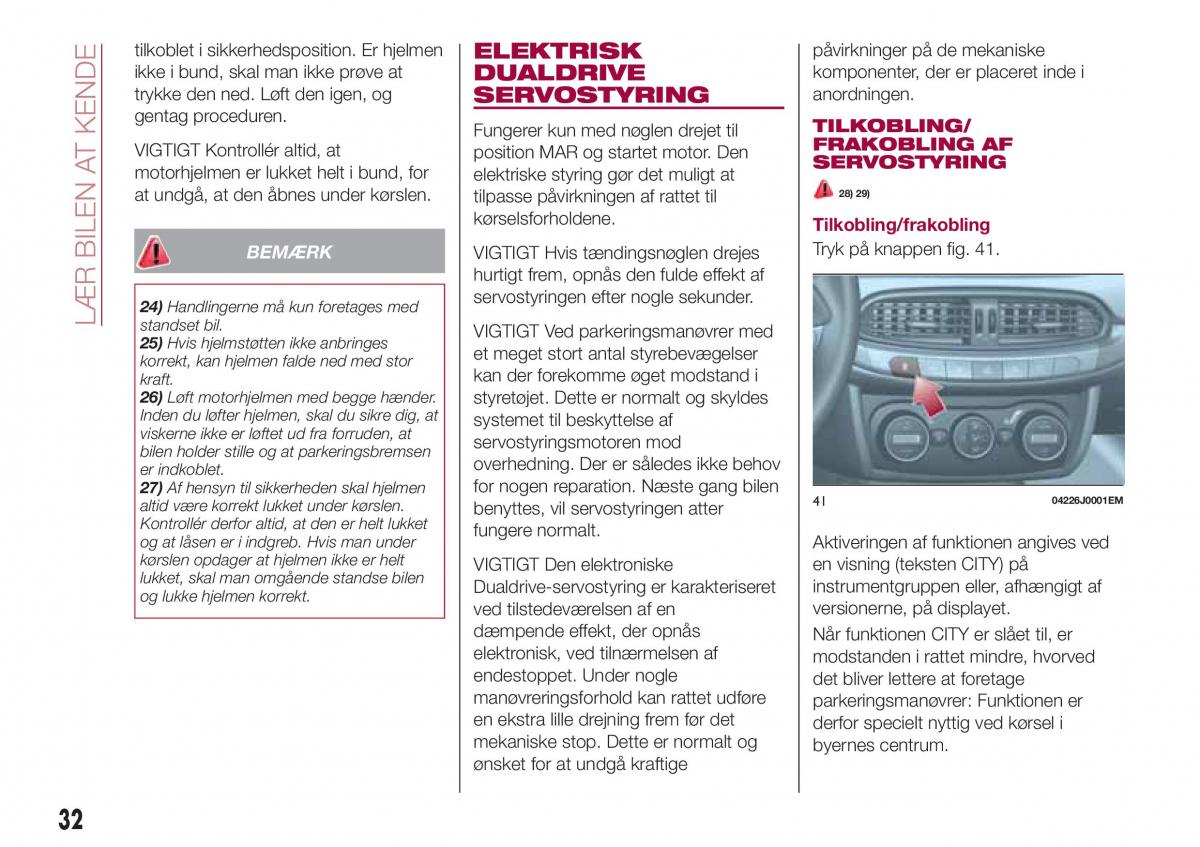 Fiat Tipo sedan Bilens instruktionsbog / page 34