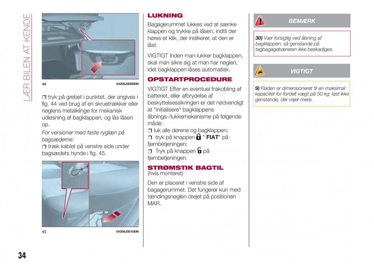 Fiat Tipo sedan Bilens instruktionsbog / page 36