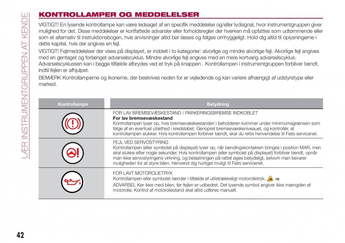 Fiat Tipo sedan Bilens instruktionsbog / page 44