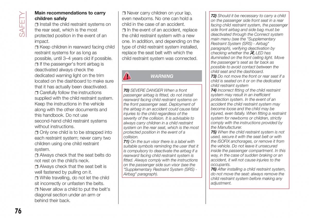 Fiat Tipo sedan owners manual / page 78