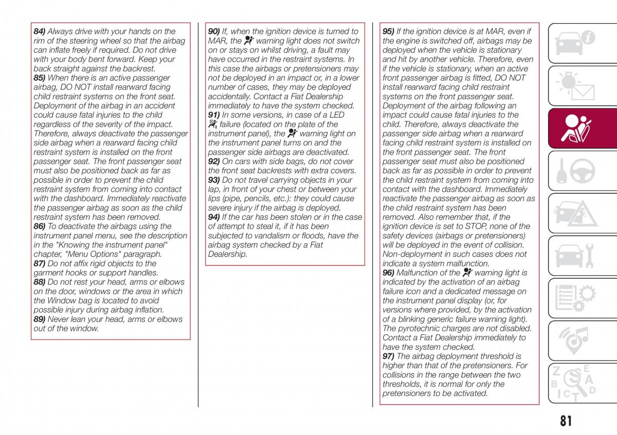 Fiat Tipo sedan owners manual / page 83