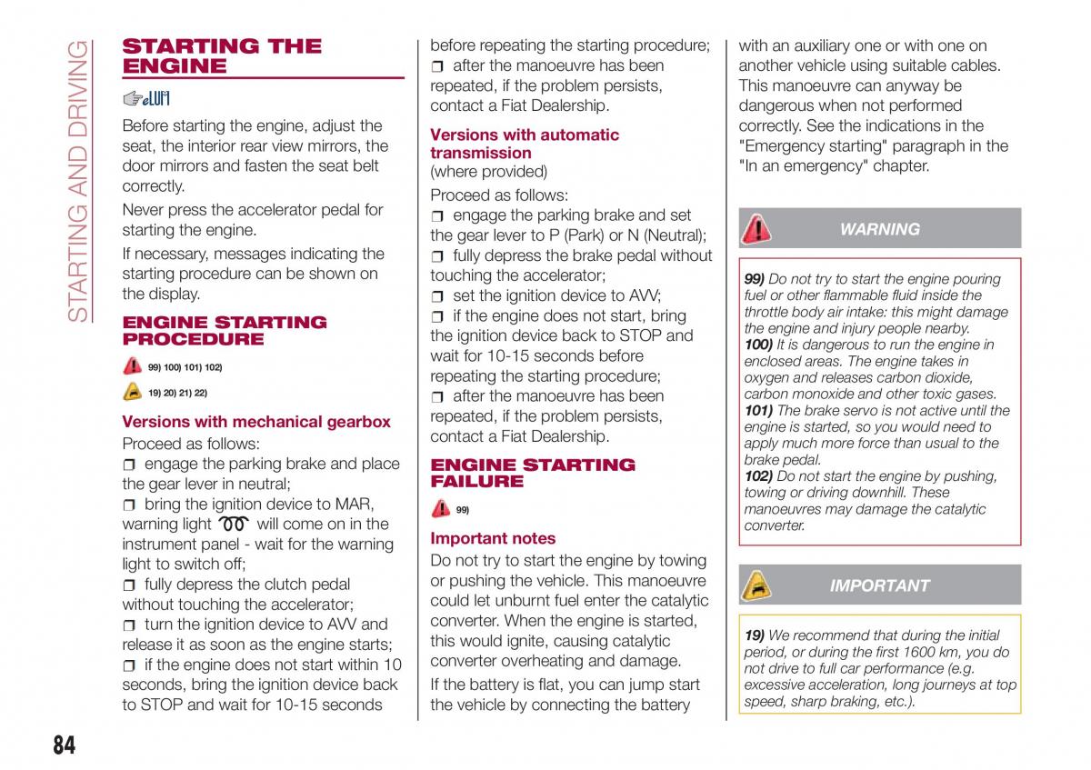 Fiat Tipo sedan owners manual / page 86