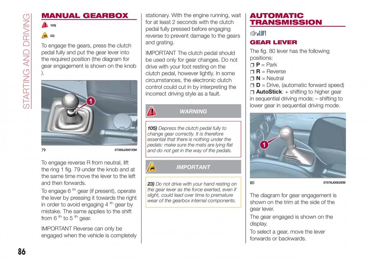 Fiat Tipo sedan owners manual / page 88