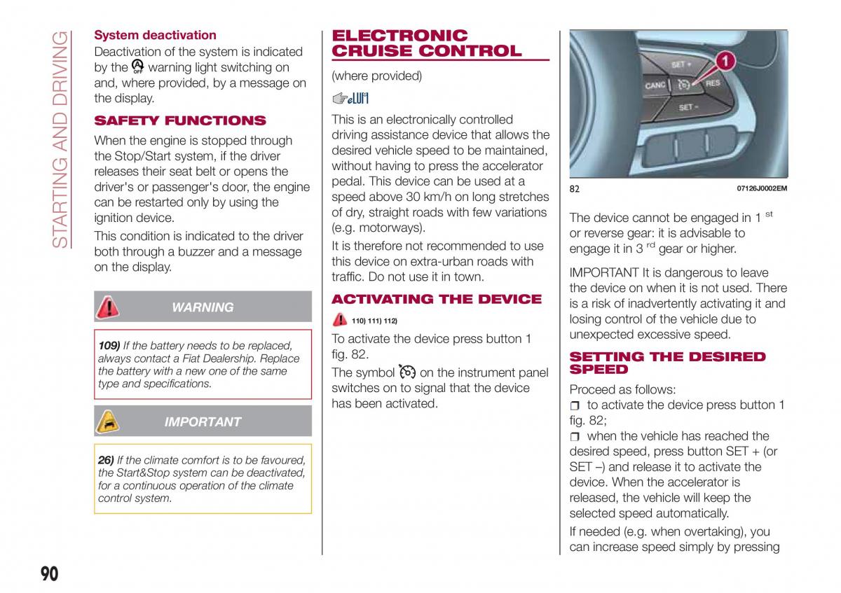 Fiat Tipo sedan owners manual / page 92