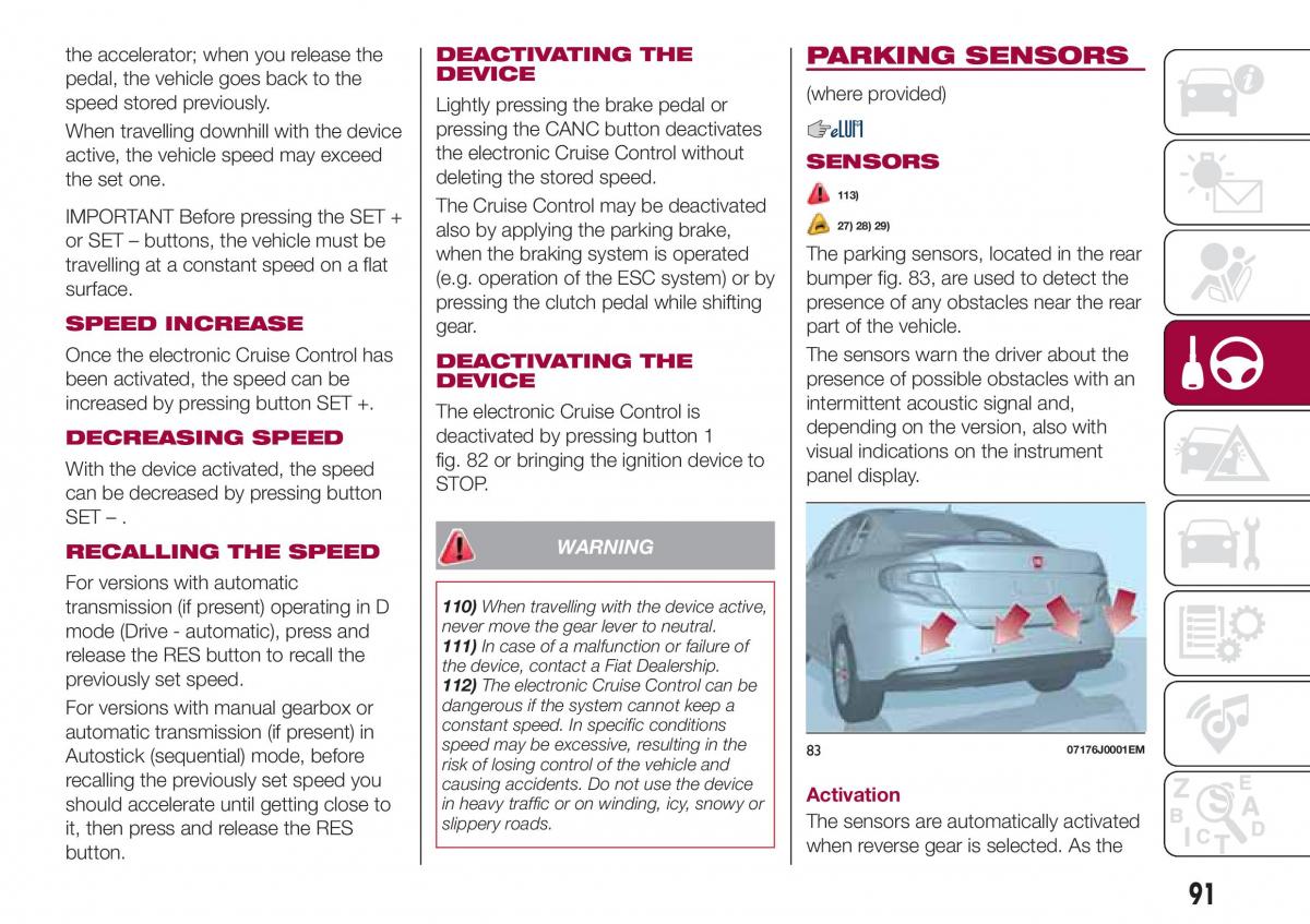 Fiat Tipo sedan owners manual / page 93