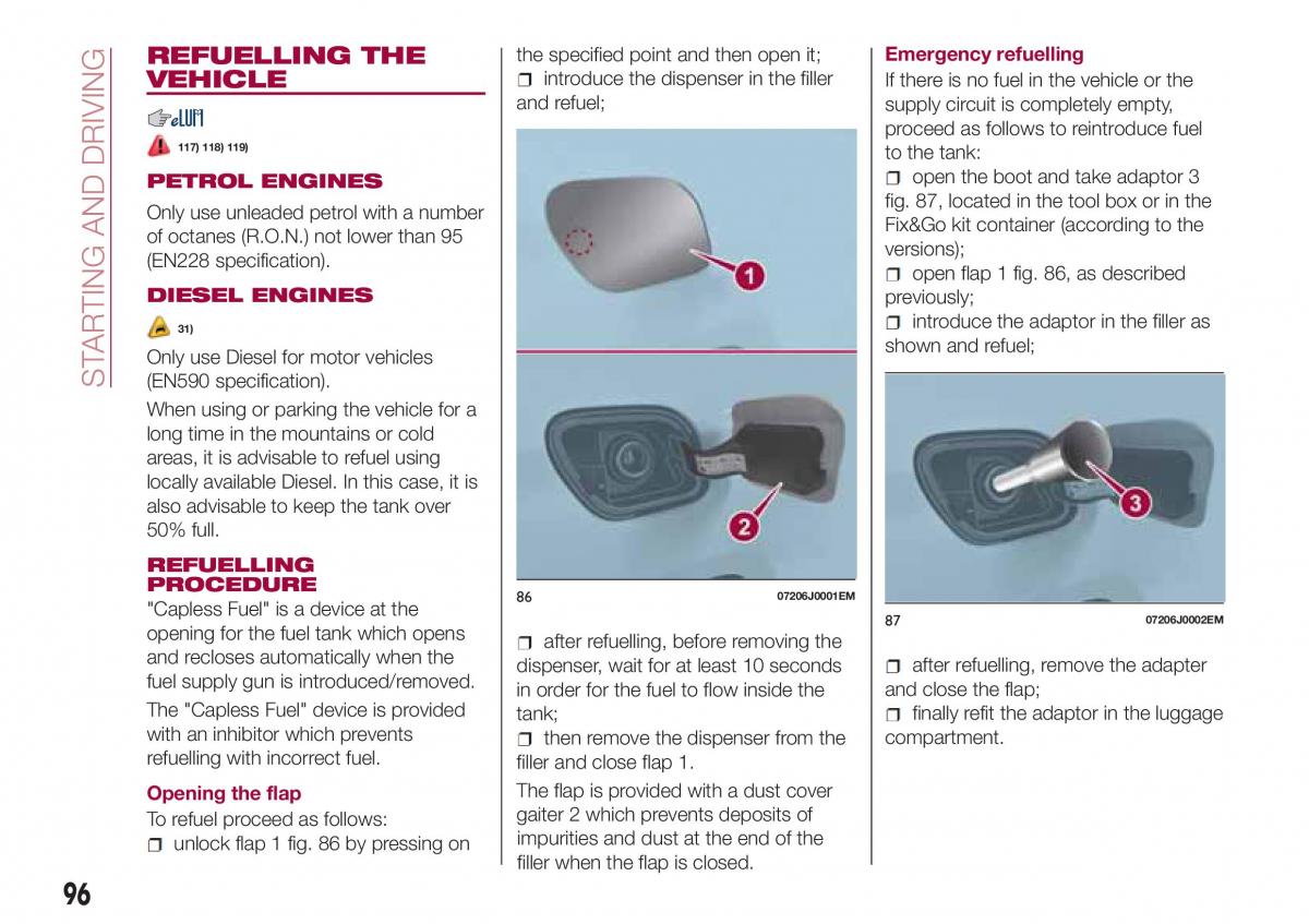 Fiat Tipo sedan owners manual / page 98