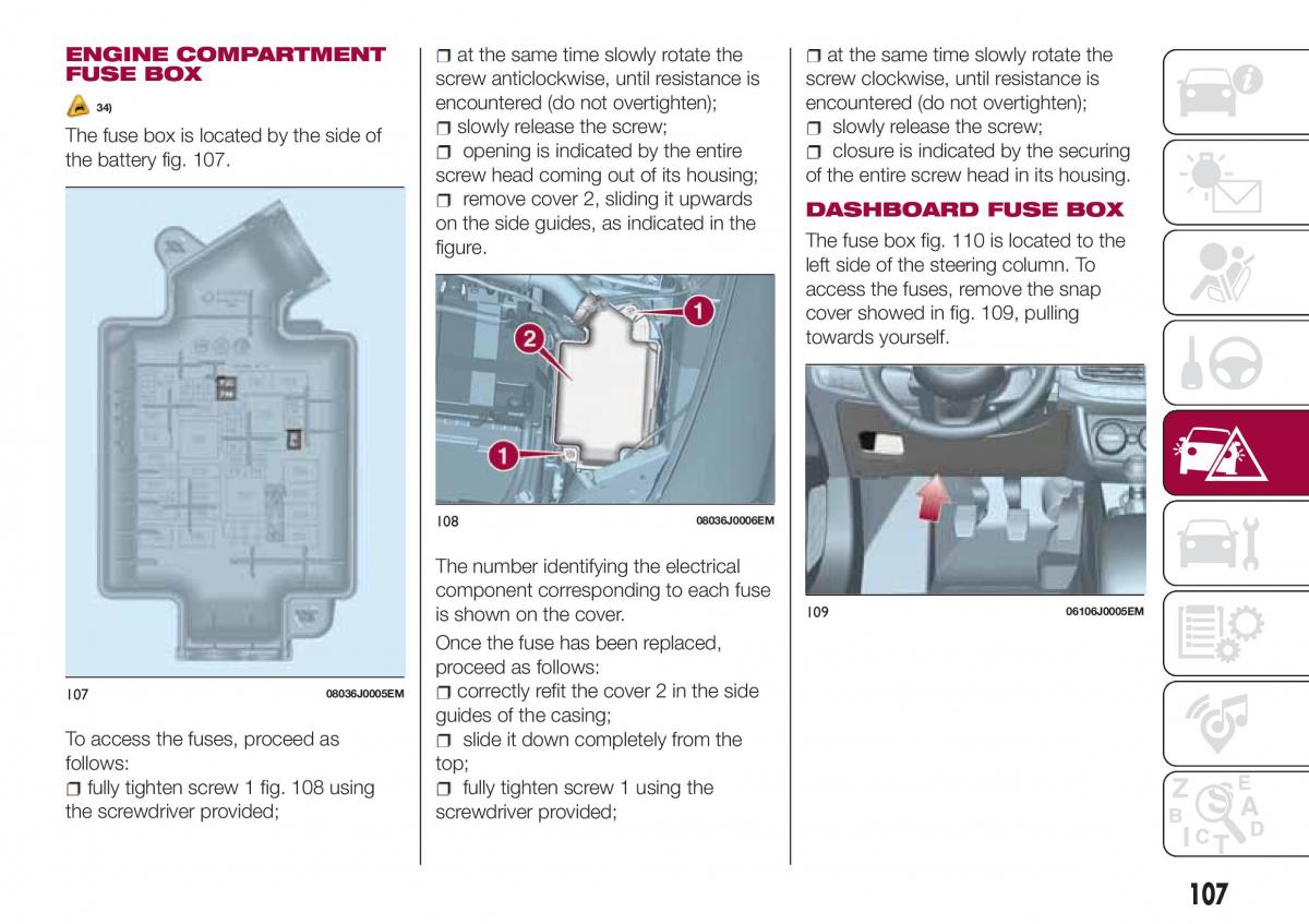 Fiat Tipo sedan owners manual / page 109