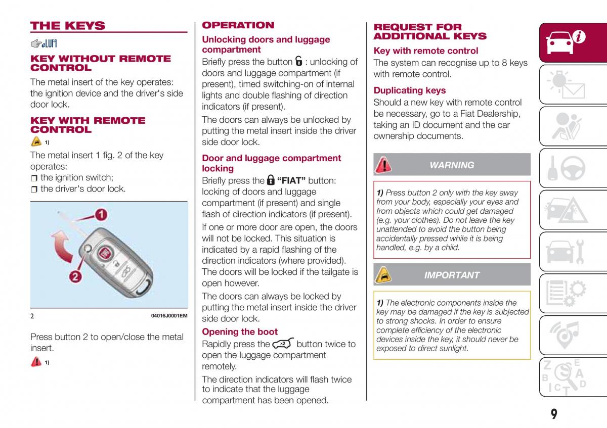 Fiat Tipo sedan owners manual / page 11