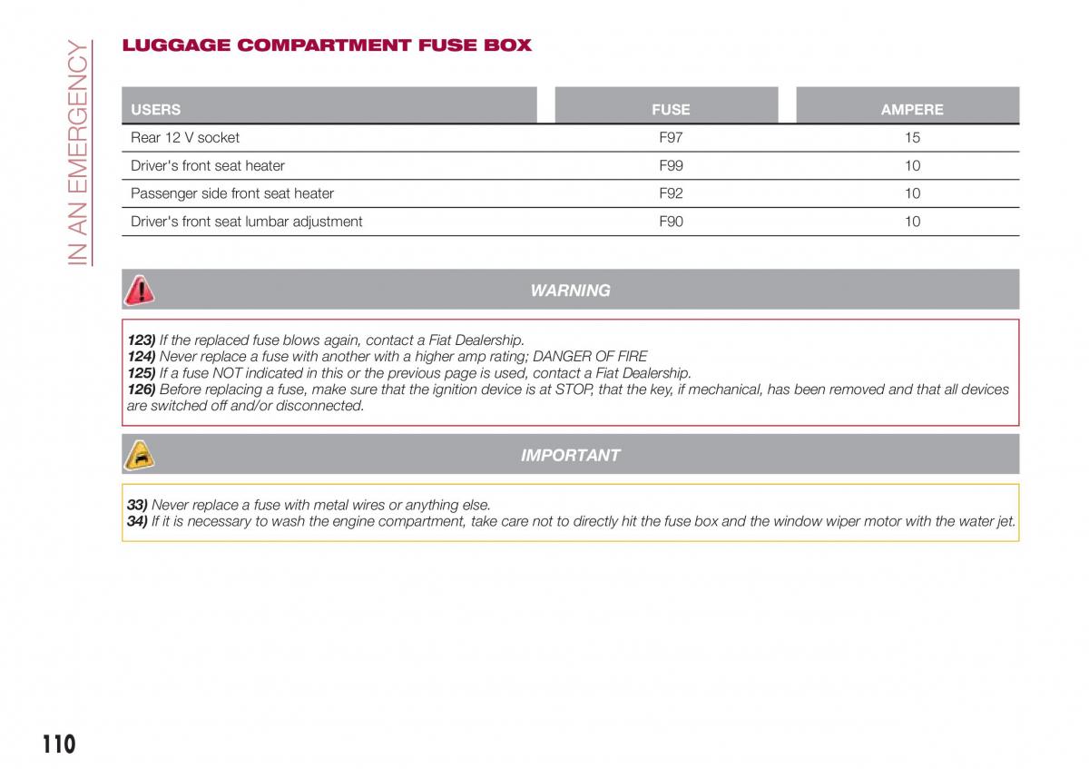 Fiat Tipo sedan owners manual / page 112