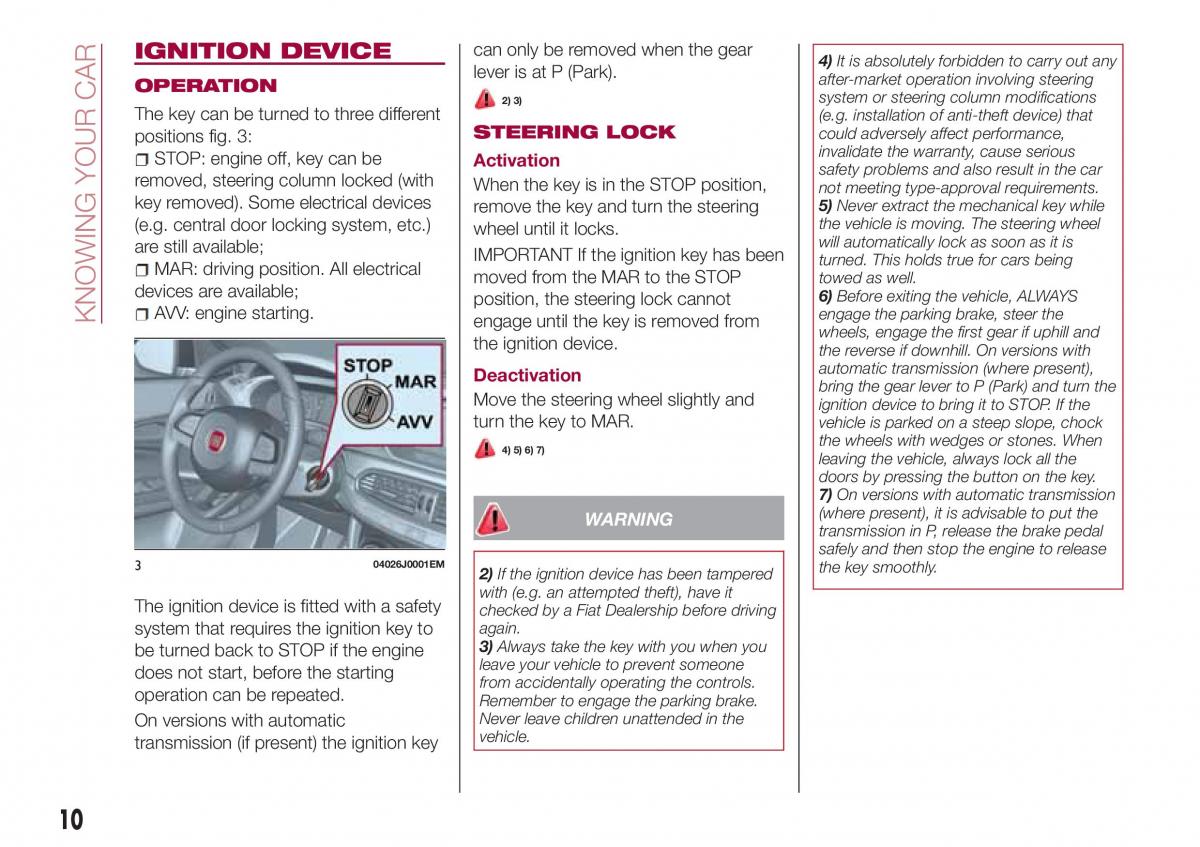 Fiat Tipo sedan owners manual / page 12