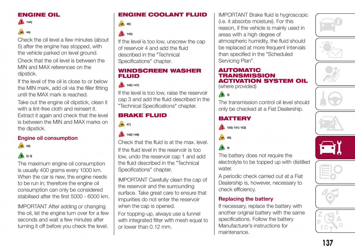 Fiat Tipo sedan owners manual / page 139