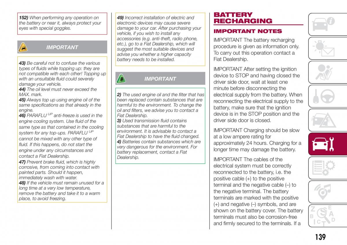 Fiat Tipo sedan owners manual / page 141