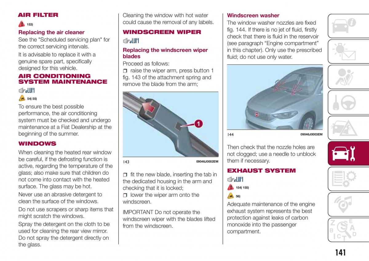 Fiat Tipo sedan owners manual / page 143