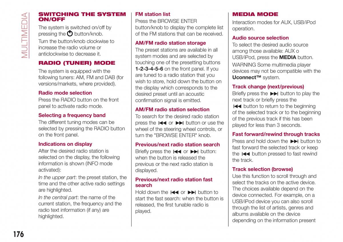 Fiat Tipo sedan owners manual / page 178