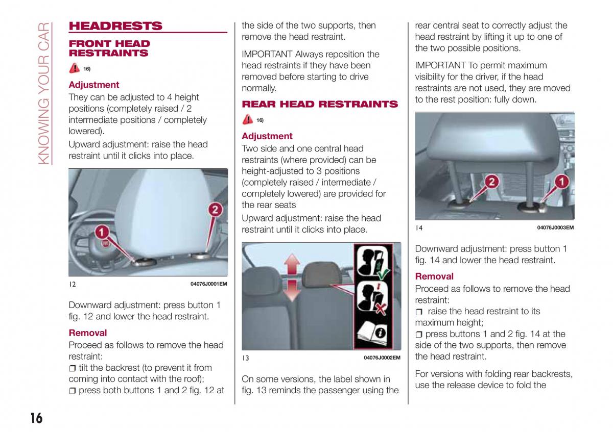 Fiat Tipo sedan owners manual / page 18