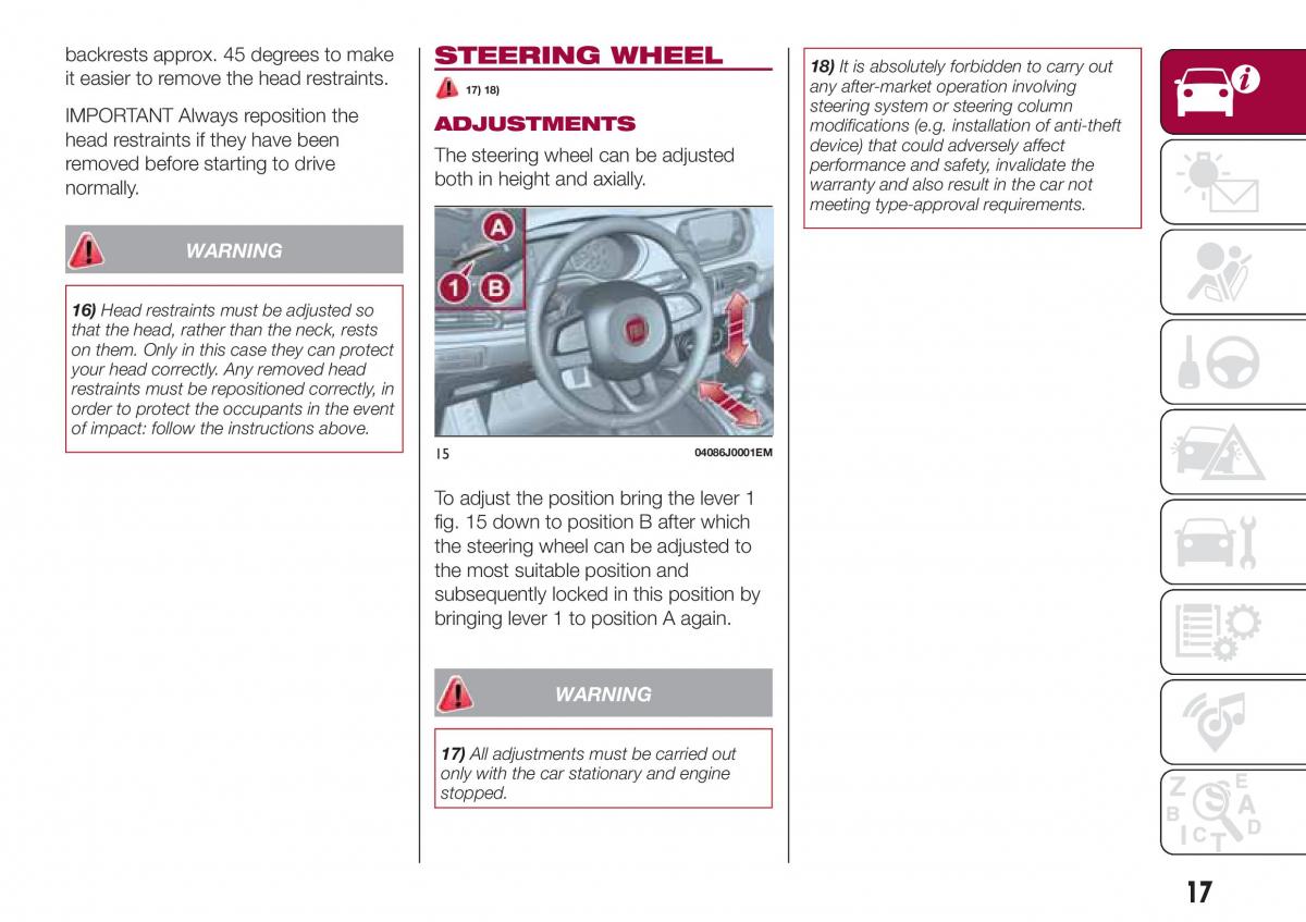 Fiat Tipo sedan owners manual / page 19