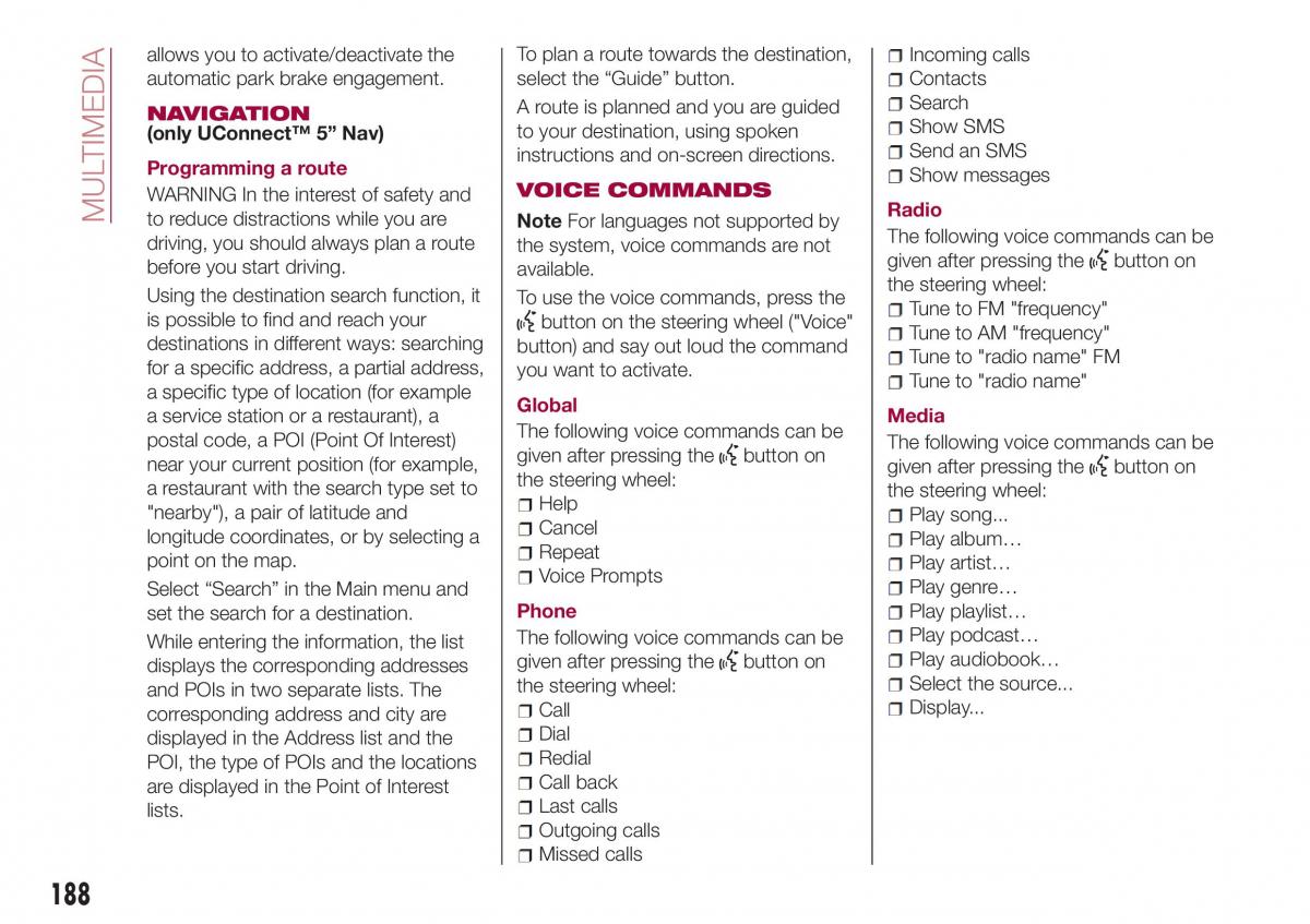 Fiat Tipo sedan owners manual / page 190