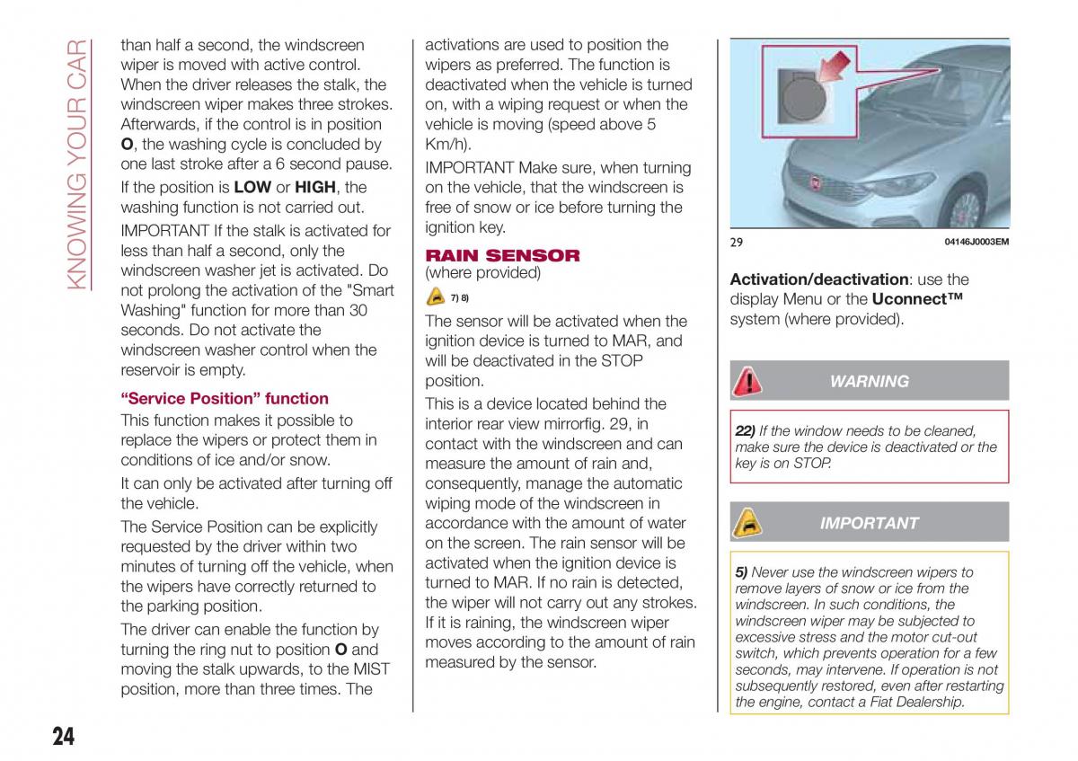 Fiat Tipo sedan owners manual / page 26