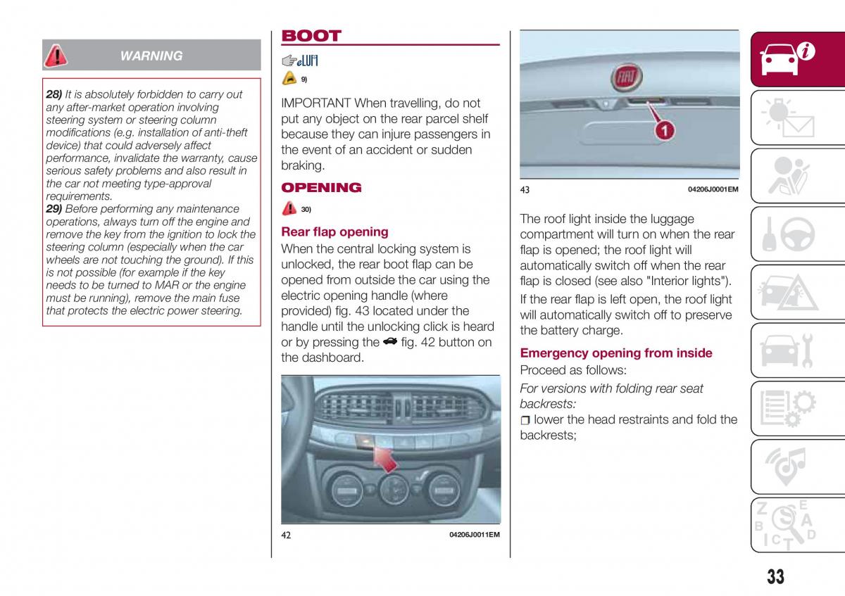 Fiat Tipo sedan owners manual / page 35