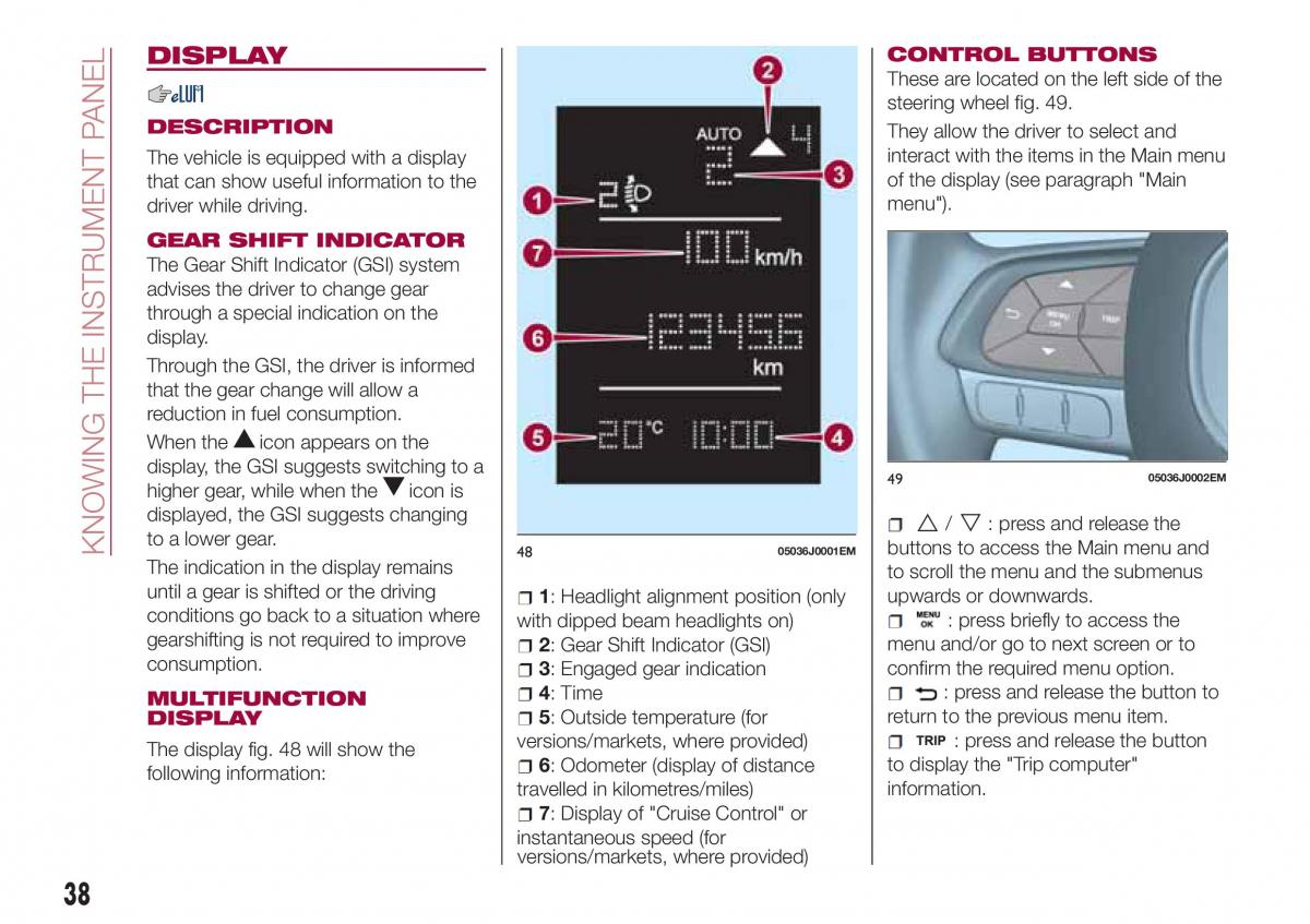 Fiat Tipo sedan owners manual / page 40