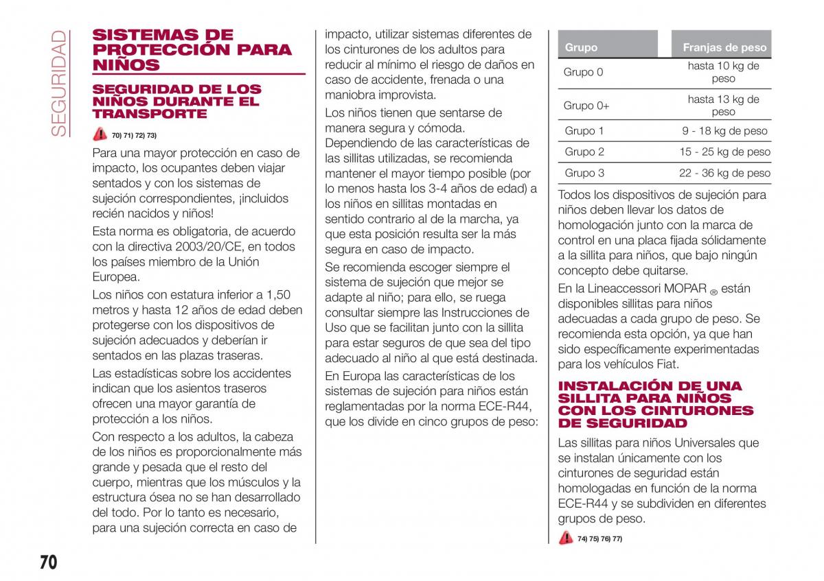 Fiat Tipo sedan manual del propietario / page 72